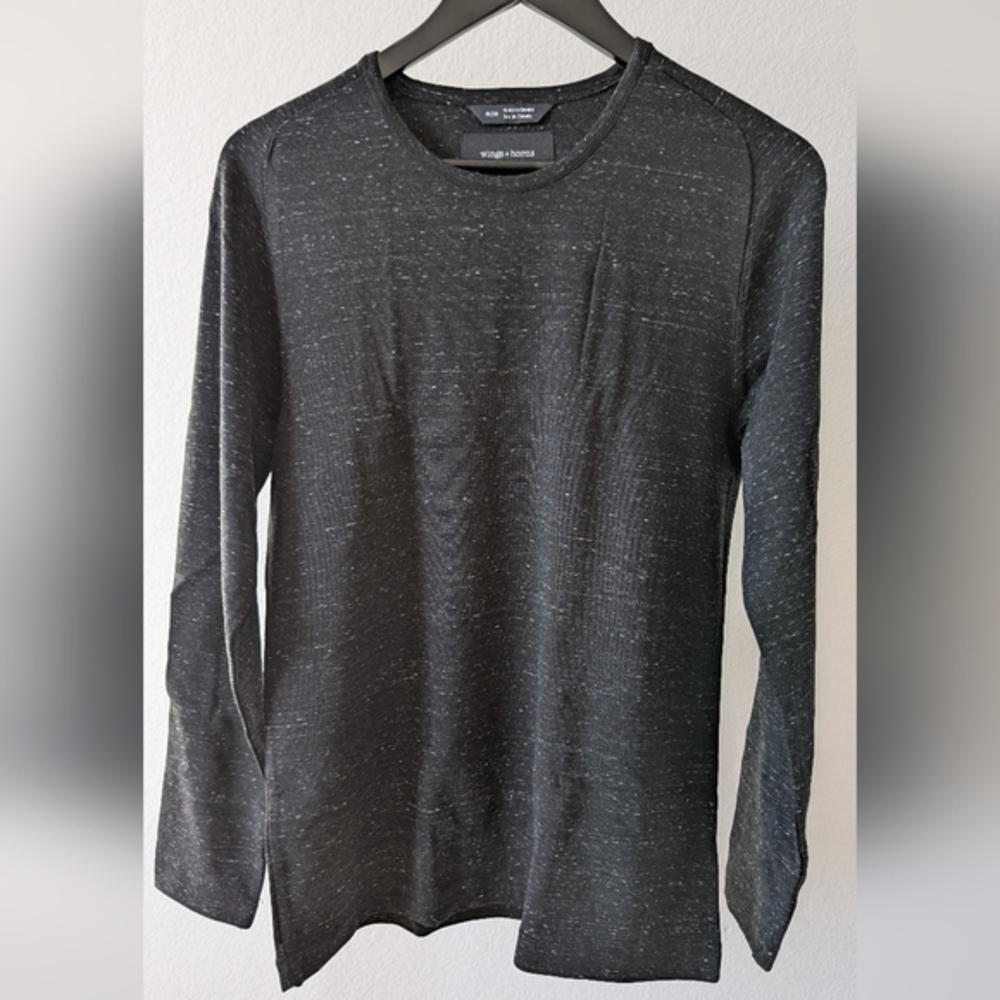 Wing + Horns Men's Signals Long Sleeve Shirt In Static Black - Size M